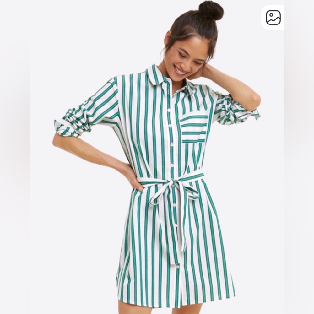 Draper James Striped Button-Up Shirt Dress, size 2X